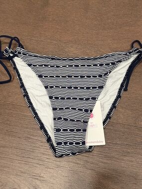 Miss Mandalay Cabana Bikini Bottom Tieside Brief Navy White Striped M